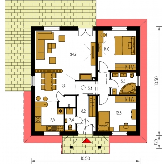 Plan de sol du rez-de-chaussée - BUNGALOW 69